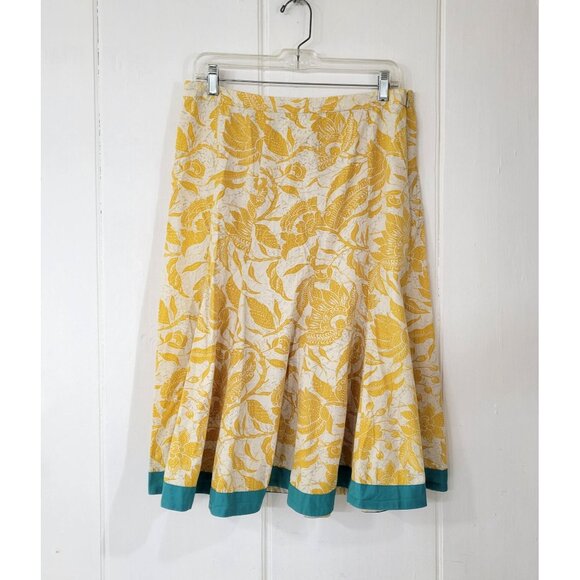 Old Navy Yellow Batik Print Flared Cotton Skirt - Picture 4 of 4